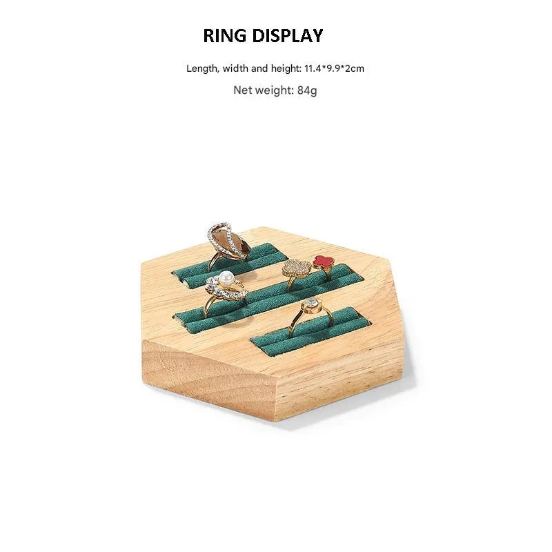 Jewelry Display Stand Set Green Color & Microfiber, Wood Material DS148-ah