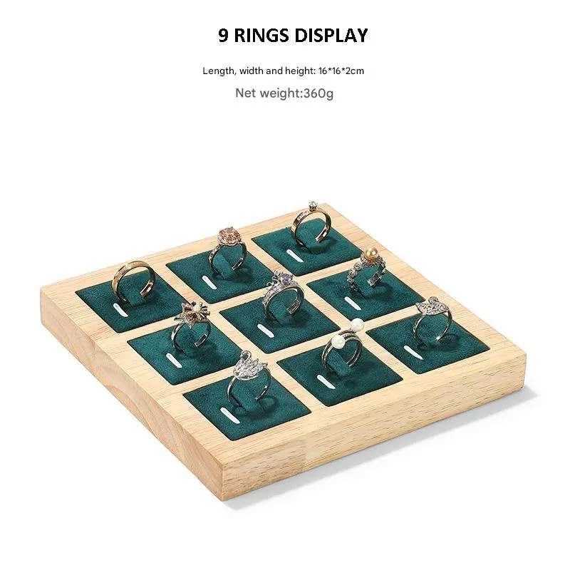 Jewelry Display Stand Set Green Color & Microfiber, Wood Material DS148-aj