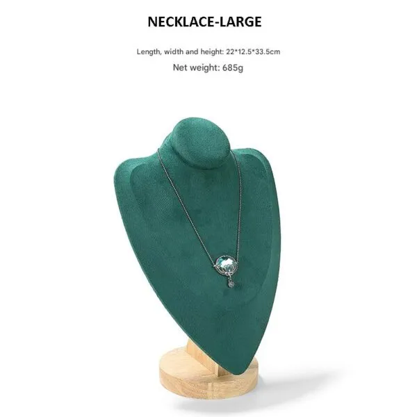 Jewelry Display Stand Set Green Color & Microfiber, Wood Material DS148-ao