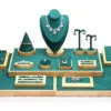 Jewelry Display Stand Set Green Color & Microfiber, Wood Material DS148-aq