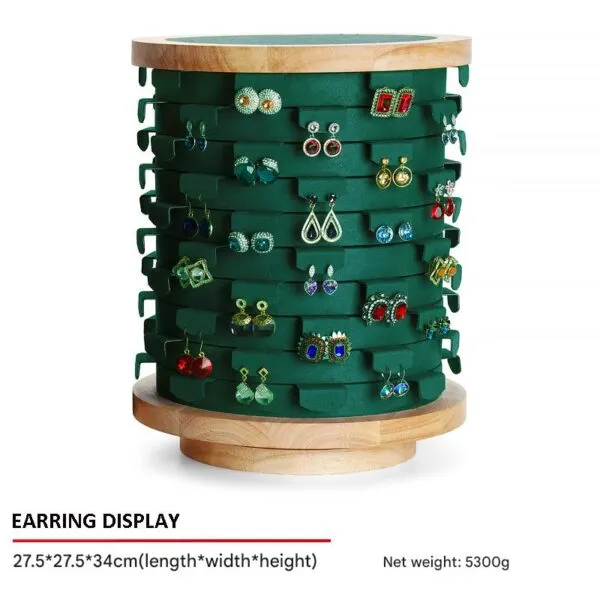 Jewelry Display Stand Set Green Color & Microfiber, Wood Material DS148-as