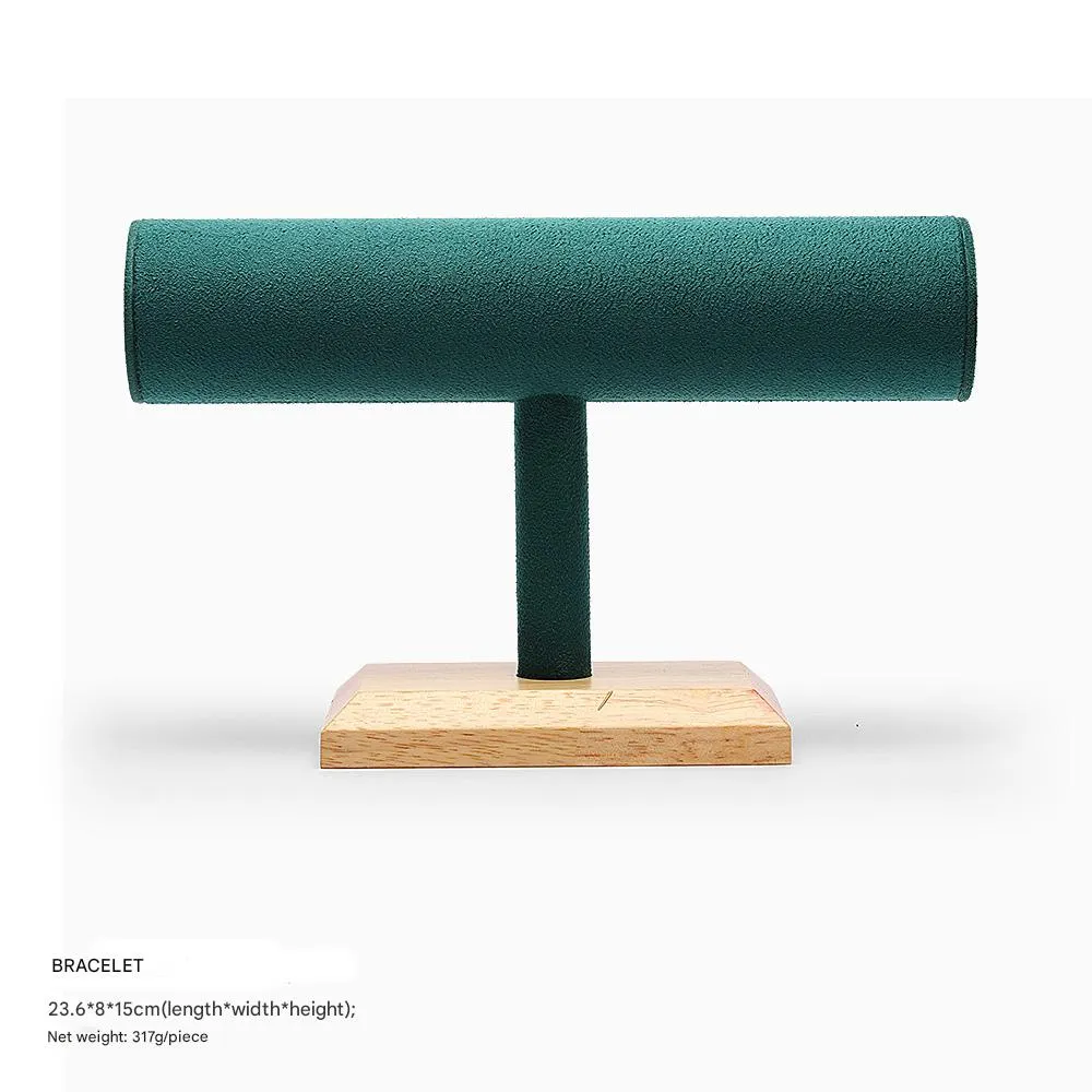 Jewelry Display Stand Set Green Color & Microfiber, Wood Material DS148-at