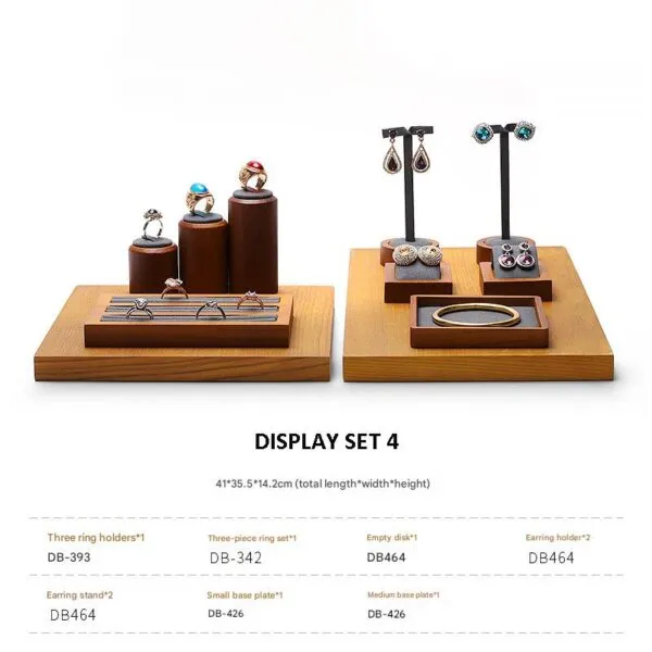 Jewelry Display Stand Set Grey Color & Microfiber, Wood Material DS161-aa Jewelry Display Stand Set Grey Color & Microfiber, Wood Material DS161-aa