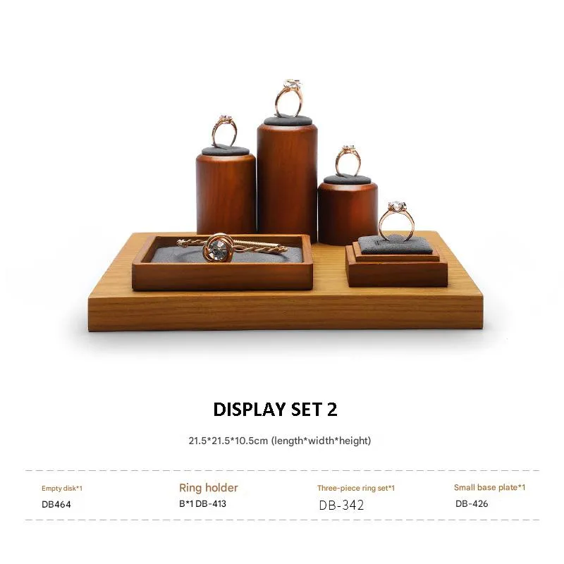 Jewelry Display Stand Set Grey Color & Microfiber, Wood Material DS161-y