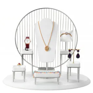 Jewelry Display Stand Set White Color & Microfiber, Meta Material DS156-a