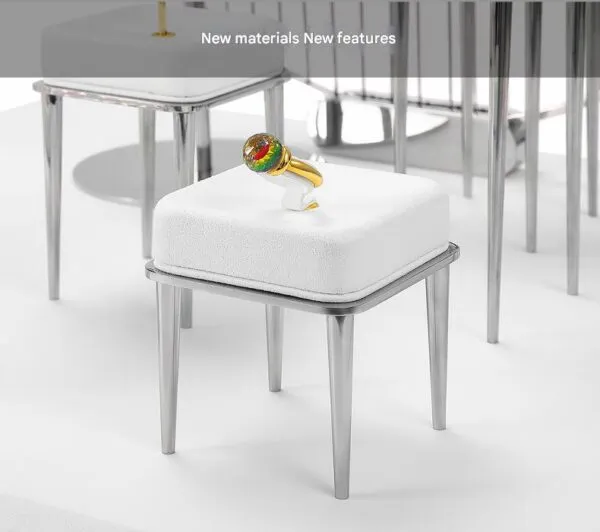 Jewelry Display Stand Set White Color & Microfiber, Meta Material DS156-ad Jewelry Display Stand Set White Color & Microfiber, Meta Material DS156-ad