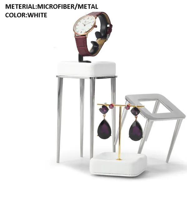 Jewelry Display Stand Set White Color & Microfiber, Meta Material DS156-af Jewelry Display Stand Set White Color & Microfiber, Meta Material DS156-af