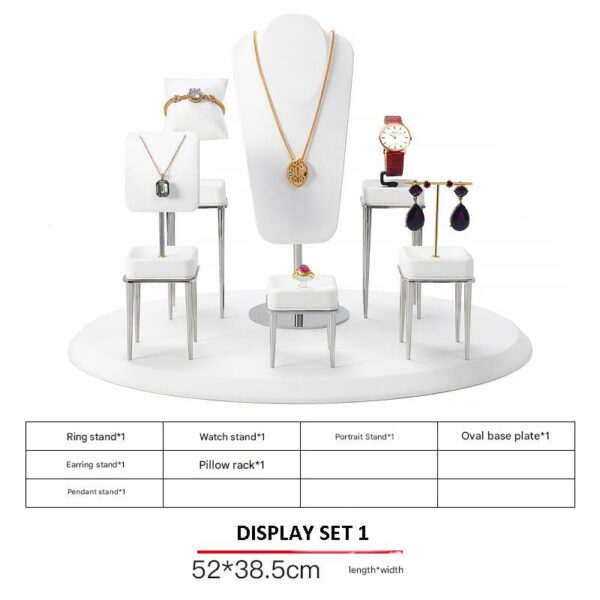 Jewelry Display Stand Set White Color & Microfiber, Meta Material DS156-k