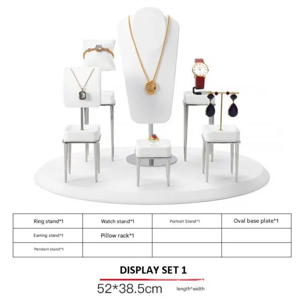 Jewelry Display Stand Set White Color & Microfiber, Meta Material DS156-k Jewelry Display Stand Set White Color & Microfiber, Meta Material DS156-k