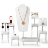 Jewelry Display Stand Set White Color & Microfiber, Meta Material DS156-l Jewelry Display Stand Set White Color & Microfiber, Meta Material DS156-l