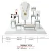 Jewelry Display Stand Set White Color & Microfiber, Meta Material DS156-m Jewelry Display Stand Set White Color & Microfiber, Meta Material DS156-m
