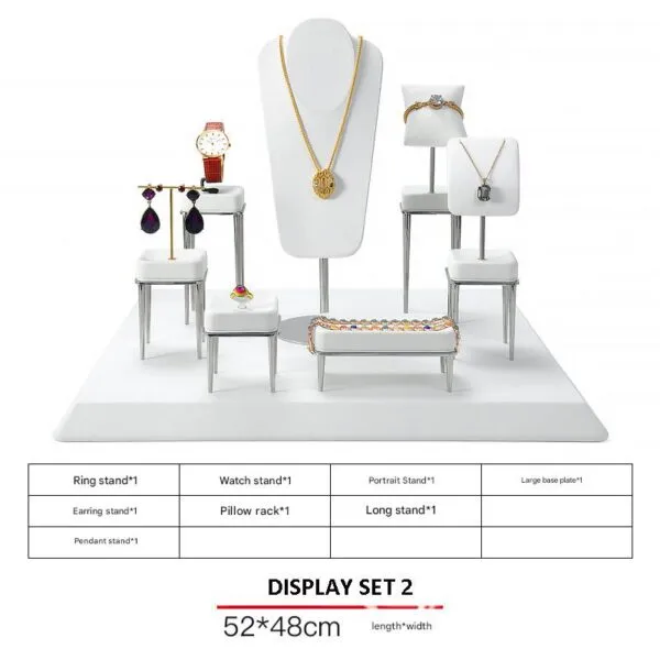 Jewelry Display Stand Set White Color & Microfiber, Meta Material DS156-m Jewelry Display Stand Set White Color & Microfiber, Meta Material DS156-m