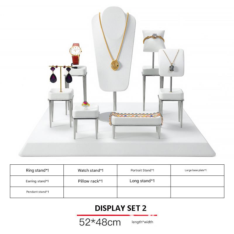 Jewelry Display Stand Set White Color & Microfiber, Meta Material DS156-m