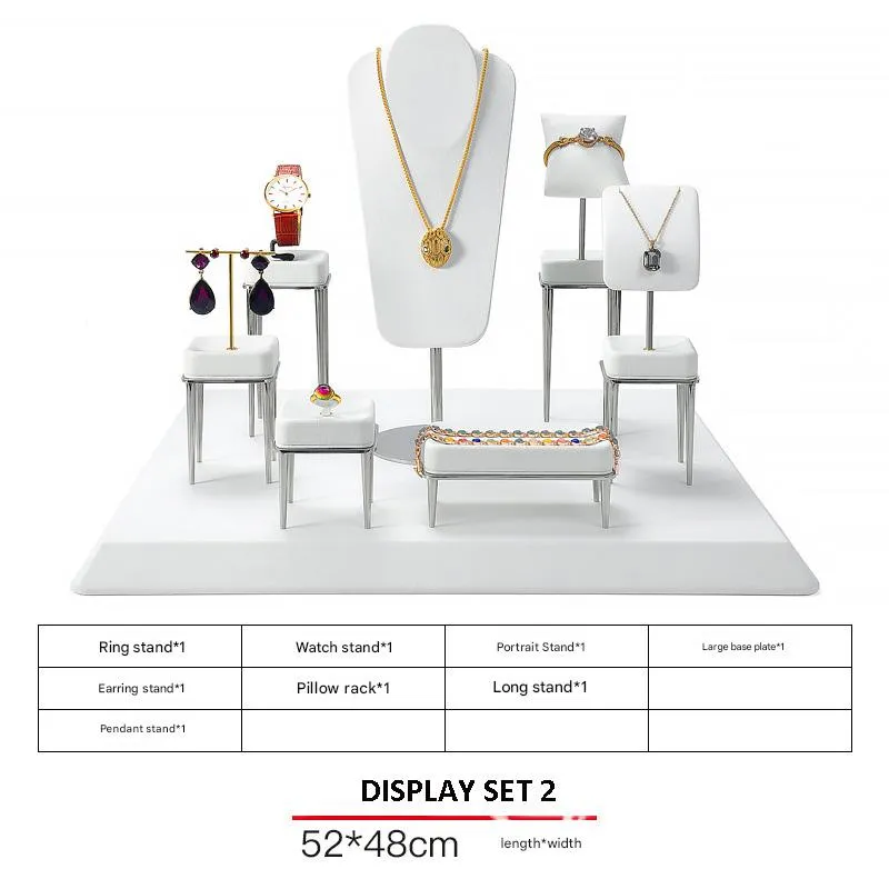 Jewelry Display Stand Set White Color & Microfiber, Meta Material DS156-m