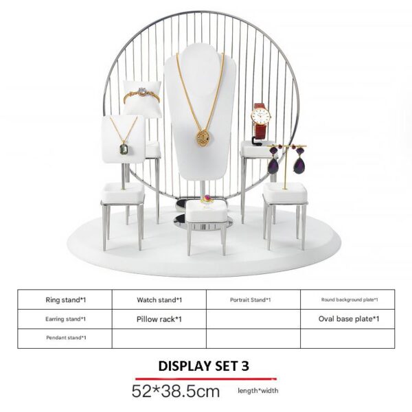 Jewelry Display Stand Set White Color & Microfiber, Meta Material DS156-n