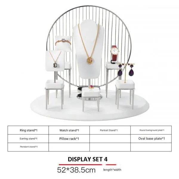 Jewelry Display Stand Set White Color & Microfiber, Meta Material DS156-o Jewelry Display Stand Set White Color & Microfiber, Meta Material DS156-o