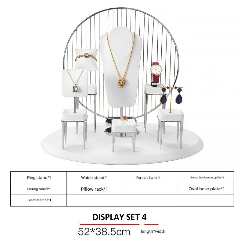 Jewelry Display Stand Set White Color & Microfiber, Meta Material DS156-o