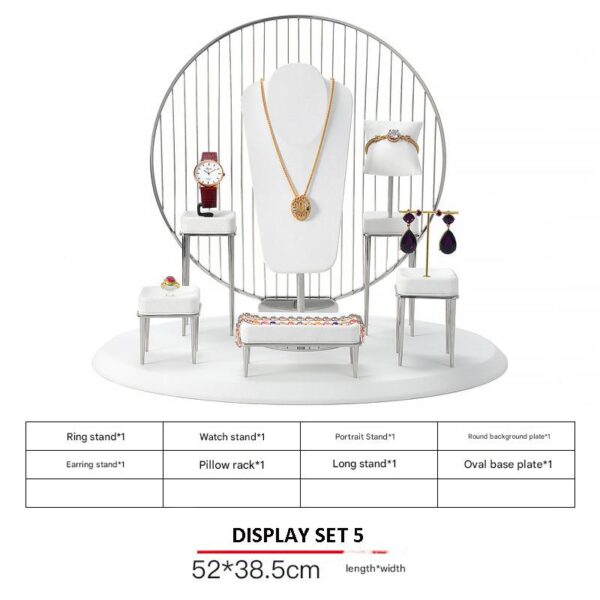 Jewelry Display Stand Set White Color & Microfiber, Meta Material DS156-p