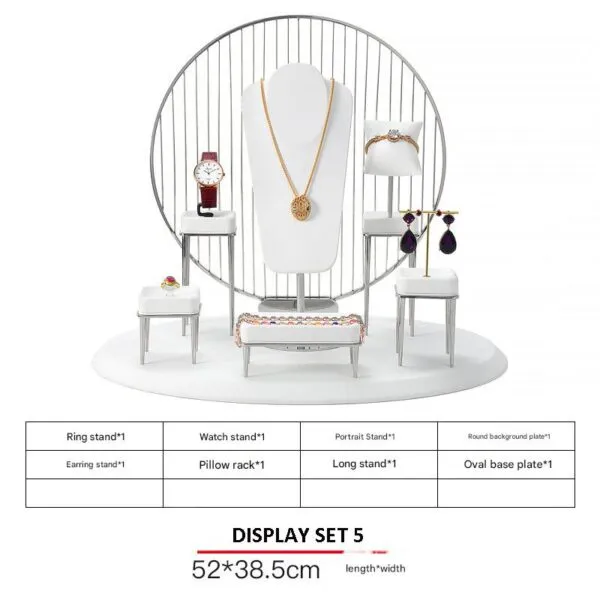 Jewelry Display Stand Set White Color & Microfiber, Meta Material DS156-p Jewelry Display Stand Set White Color & Microfiber, Meta Material DS156-p