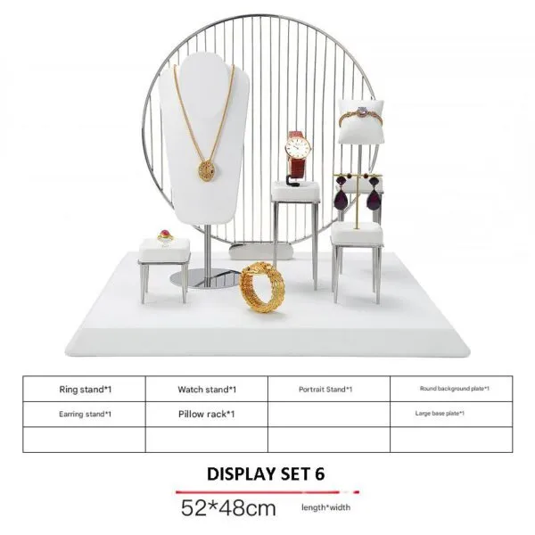 Jewelry Display Stand Set White Color & Microfiber, Meta Material DS156-q Jewelry Display Stand Set White Color & Microfiber, Meta Material DS156-q
