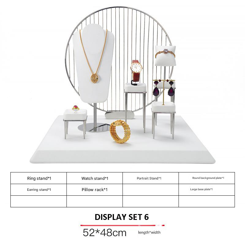 Jewelry Display Stand Set White Color & Microfiber, Meta Material DS156-q