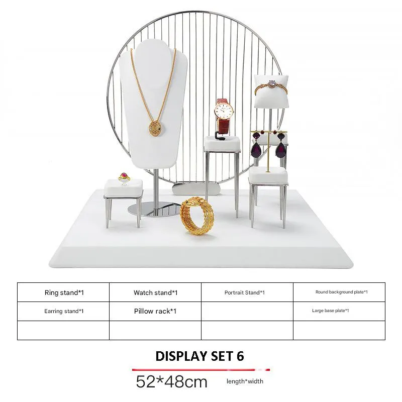 Jewelry Display Stand Set White Color & Microfiber, Meta Material DS156-q
