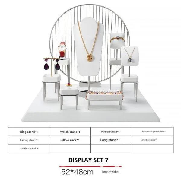 Jewelry Display Stand Set White Color & Microfiber, Meta Material DS156-r Jewelry Display Stand Set White Color & Microfiber, Meta Material DS156-r