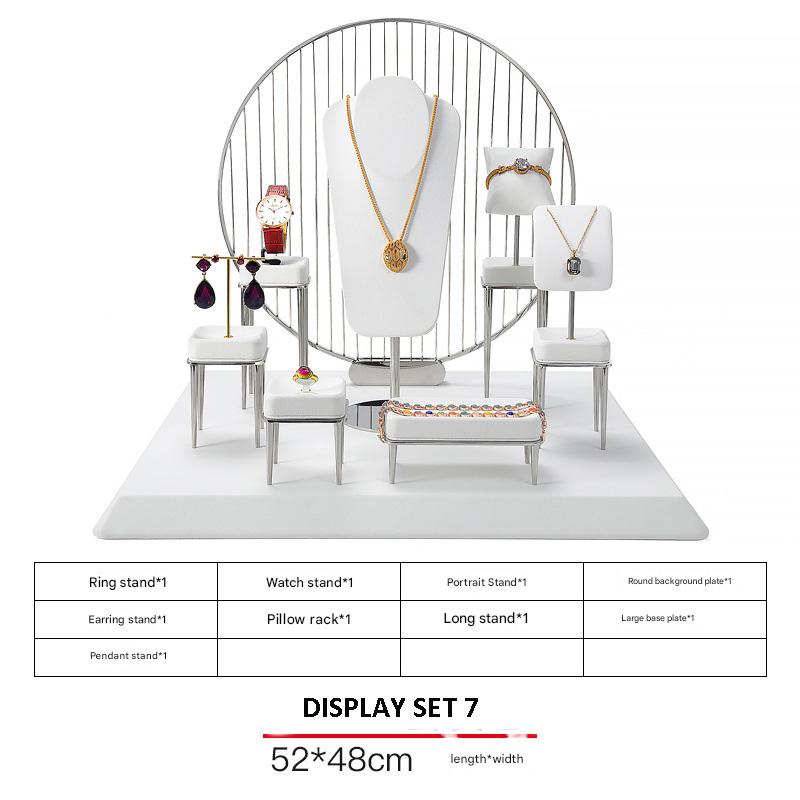 Jewelry Display Stand Set White Color & Microfiber, Meta Material DS156-r