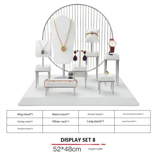 Jewelry Display Stand Set White Color & Microfiber, Meta Material DS156-s Jewelry Display Stand Set White Color & Microfiber, Meta Material DS156-s