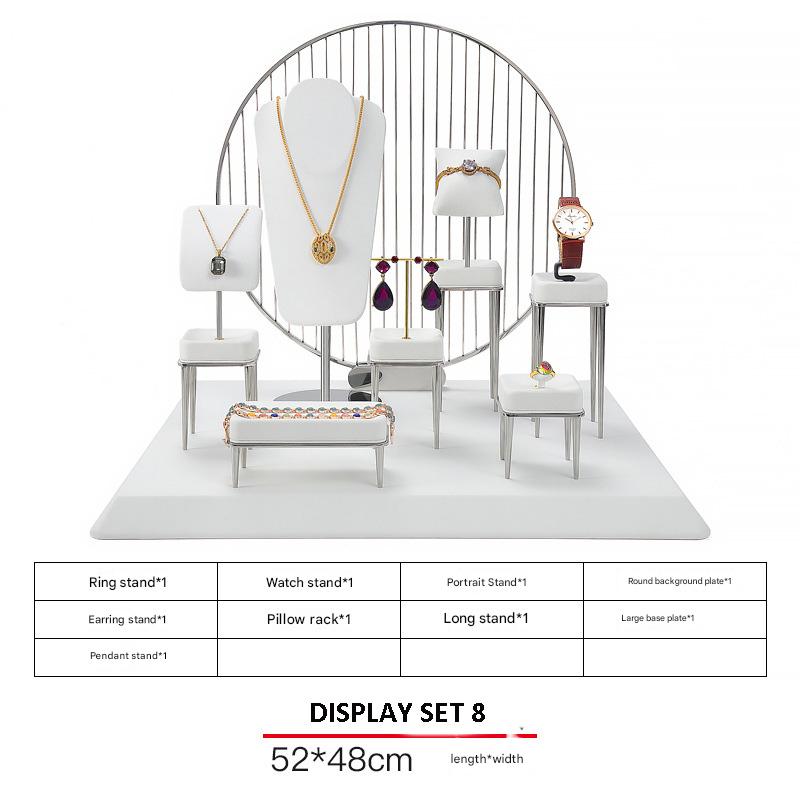 Jewelry Display Stand Set White Color & Microfiber, Meta Material DS156-s