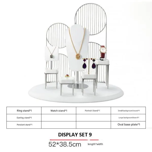 Jewelry Display Stand Set White Color & Microfiber, Meta Material DS156-t Jewelry Display Stand Set White Color & Microfiber, Meta Material DS156-t