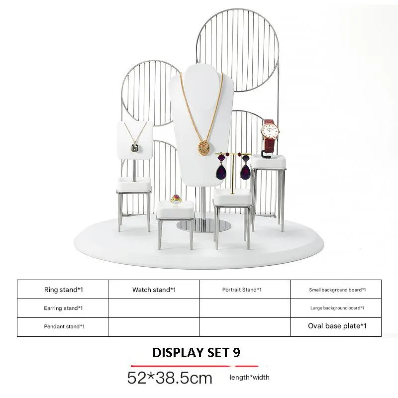 Jewelry Display Stand Set White Color & Microfiber, Meta Material DS156-t