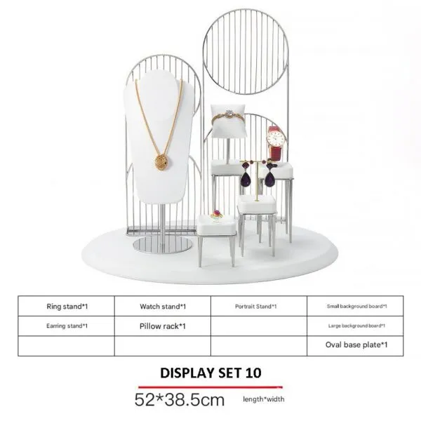 Jewelry Display Stand Set White Color & Microfiber, Meta Material DS156-u Jewelry Display Stand Set White Color & Microfiber, Meta Material DS156-u