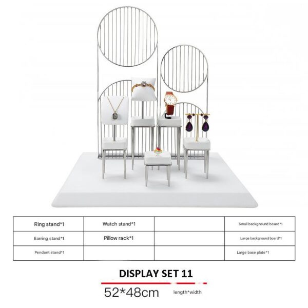 Jewelry Display Stand Set White Color & Microfiber, Meta Material DS156-v