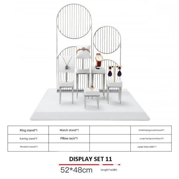 Jewelry Display Stand Set White Color & Microfiber, Meta Material DS156-v Jewelry Display Stand Set White Color & Microfiber, Meta Material DS156-v