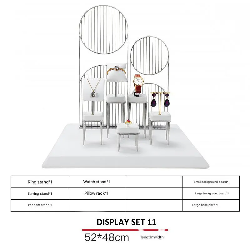 Jewelry Display Stand Set White Color & Microfiber, Meta Material DS156-v