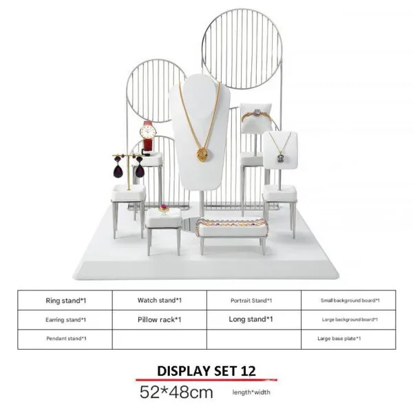 Jewelry Display Stand Set White Color & Microfiber, Meta Material DS156-w Jewelry Display Stand Set White Color & Microfiber, Meta Material DS156-w