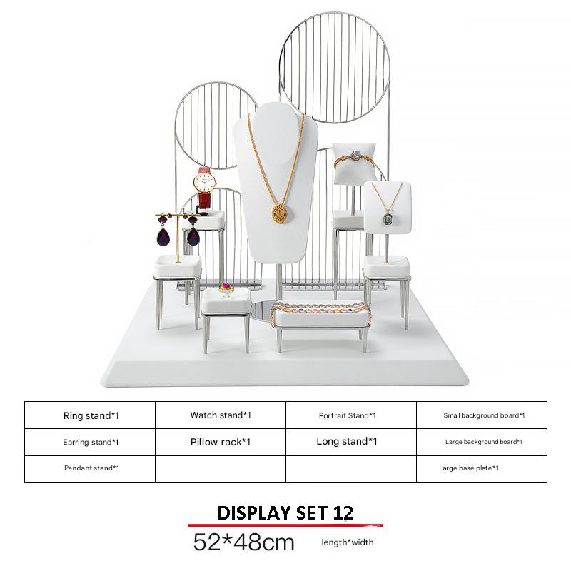 Jewelry Display Stand Set White Color & Microfiber, Meta Material DS156-w