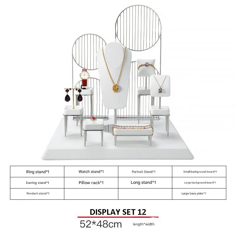 Jewelry Display Stand Set White Color & Microfiber, Meta Material DS156-w