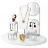 Jewelry Display Stand Set White Color & Microfiber, Meta Material DS156-x Jewelry Display Stand Set White Color & Microfiber, Meta Material DS156-x