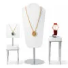 Jewelry Display Stand Set White Color & Microfiber, Meta Material DS156-y Jewelry Display Stand Set White Color & Microfiber, Meta Material DS156-y