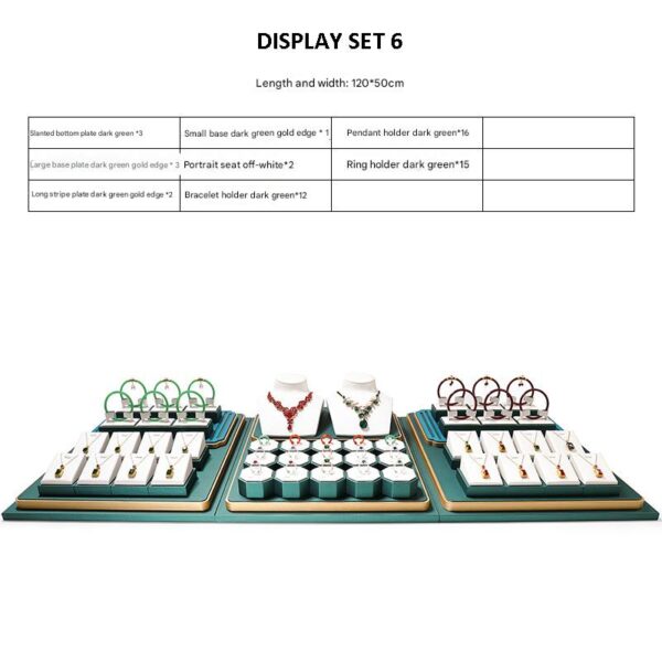 Jewelry Display Stand Set White, Green Color & Leather Material DS147-i