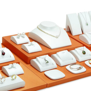 Jewelry Display Stand Set White Orange Color & Leather Material DS171-d