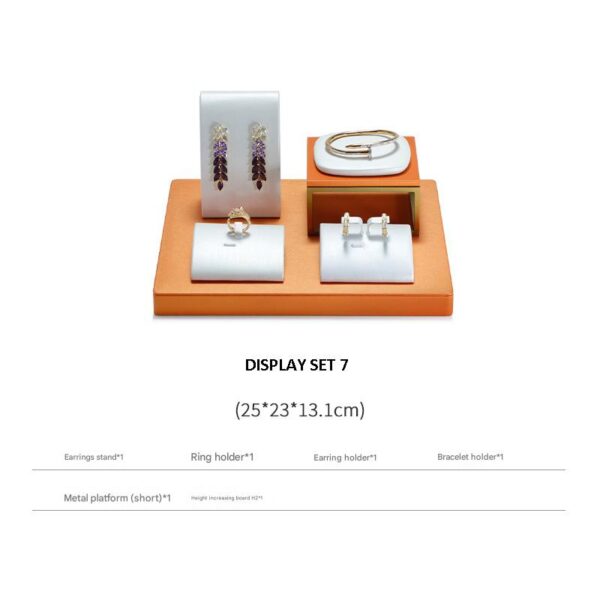 Jewelry Display Stand Set White Orange Color & Leather Material DS171-m