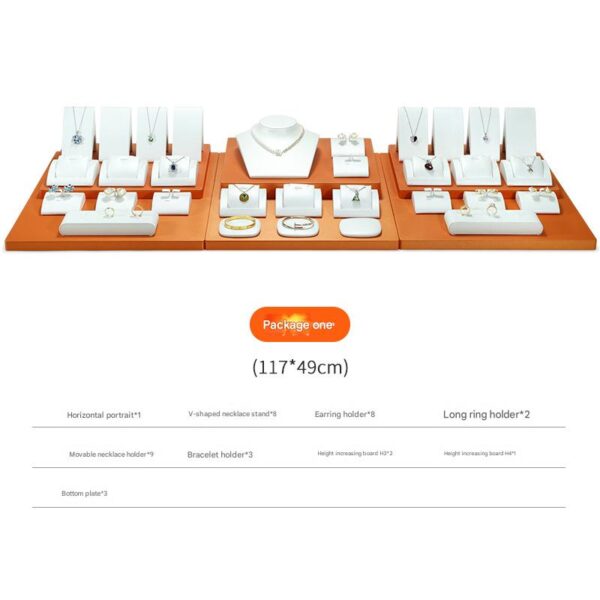 Jewelry Display Stand Set White Orange Color & Leather Material DS171-r