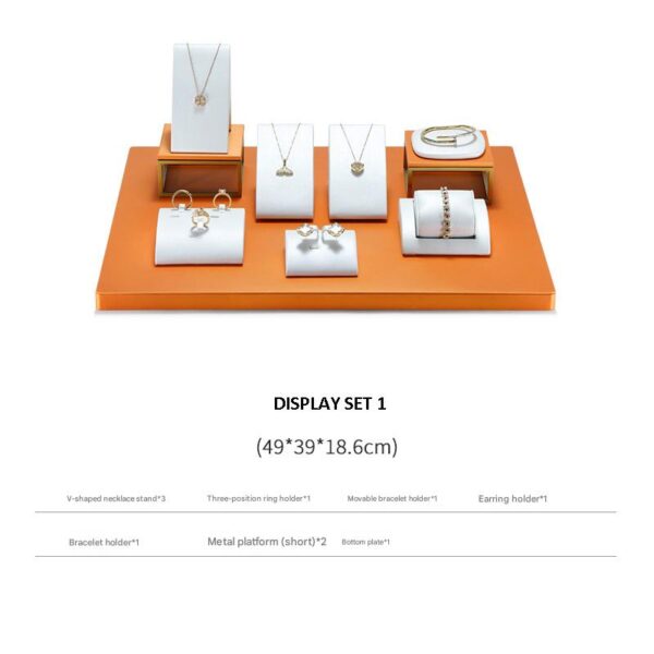 Jewelry Display Stand Set White Orange Color & Leather Material DS171-s