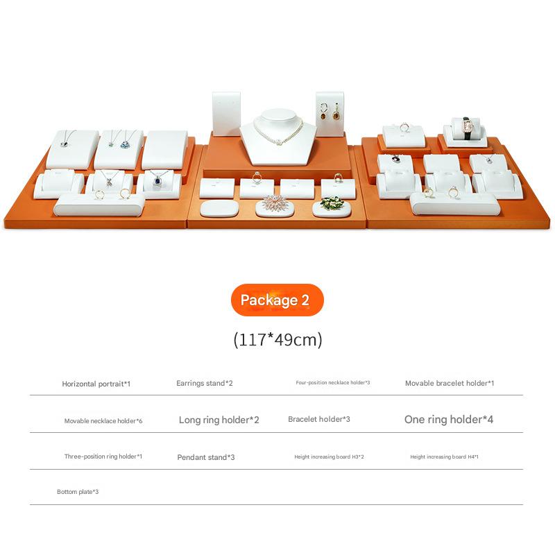 Jewelry Display Stand Set White Orange Color & Leather Material DS171-t