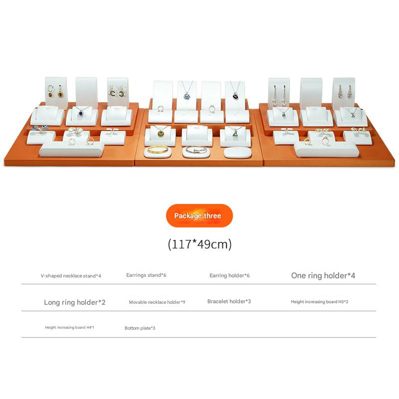 Jewelry Display Stand Set White Orange Color & Leather Material DS171-v