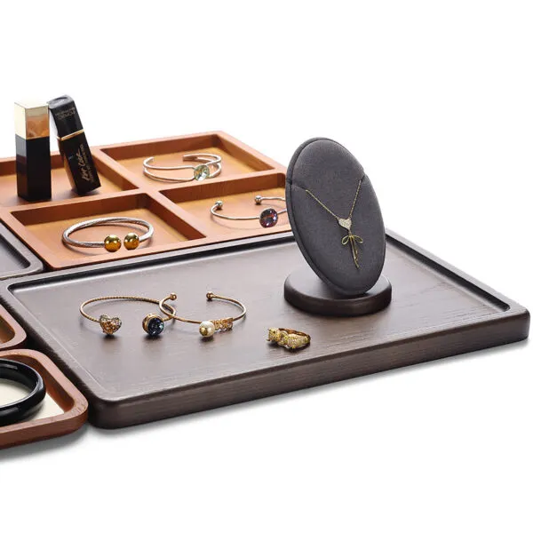 Jewelry Display Tray Beige Multifunction Presentation Flat Tray & Metal Material TR043-j