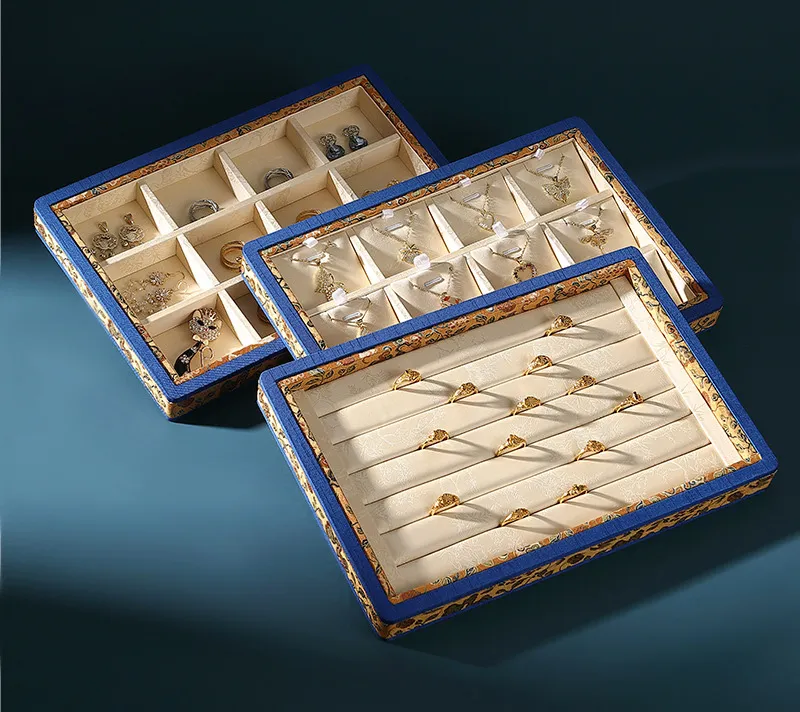Jewelry Display Tray Beige Multifunction Presentation Trays Pendant, Ring Bracelet, Bangle, Brooch, Flat Tray & Fabric TR042-b
